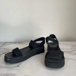 Black Platform Stappy Sandals Womens Size 8.5